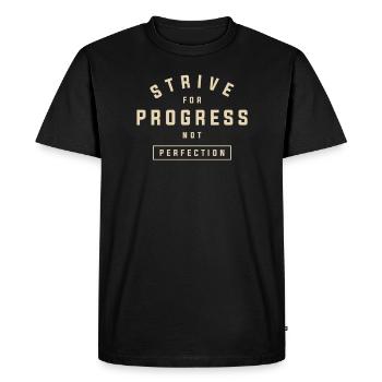 Progress over Perfection - Motivational Quote - Men's Premium Organic T-Shirt - black - Front - Nico (187cm)