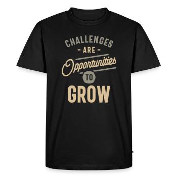 Growth Through Challenges - Motivational Quote - Men's Premium Organic T-Shirt - black - Front - Nico (187cm)