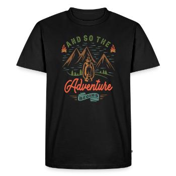 L’aventure commence - Exploration et motivation - T-shirt Premium bio Homme - noir - Devant - Nico (187cm)