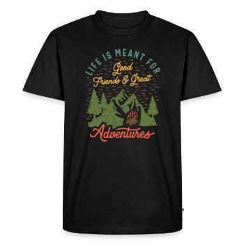 Friends & Adventures - Citation inspirante - T-shirt Premium bio Homme - noir - Devant - Nico (187cm)