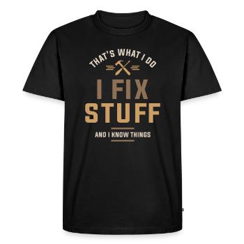 Fixologist - I Fix Stuff & Know Things - Men's Premium Organic T-Shirt - black - Front - Nico (187cm)