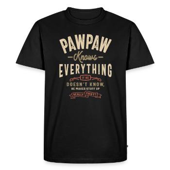 Pawpaw Knows Everything - Funny Grandpas - Men's Premium Organic T-Shirt - black - Front - Nico (187cm)