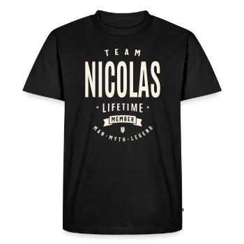 Team Nicolas Lifetime Member - Men's Premium Organic T-Shirt - black - Front - Nico (187cm)