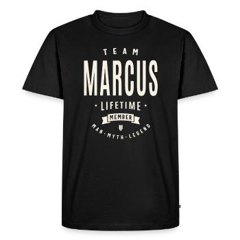 Membre à vie de l’équipe Marcus - T-shirt Premium bio Homme - noir - Devant - Nico (187cm)