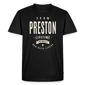 Team Preston Lifetime Member - Men's Premium Organic T-Shirt - black - Front - Nico (187cm)
