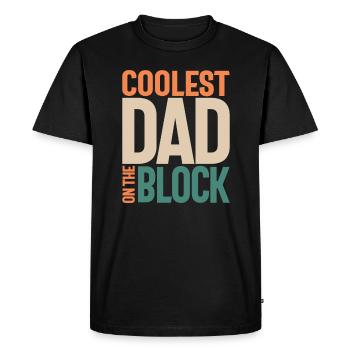 Papa le plus cool du quartier - Approuvé par grand-père - T-shirt Premium bio Homme - noir - Devant - Nico (187cm)