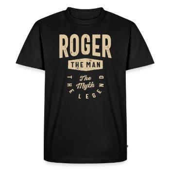 Roger L’homme Le mythe La légende - T-shirt Premium bio Homme - noir - Devant - Nico (187cm)