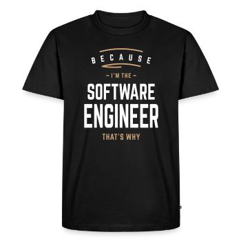 Parce que je suis l’ingénieur logiciel, c’est pourquoi - T-shirt Premium bio Homme - noir - Devant - Nico (187cm)