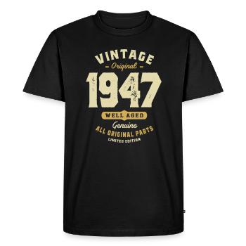 Vintage Original 1947 - 76 Birthday - Men's Premium Organic T-Shirt - black - Front - Nico (187cm)