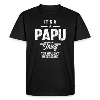 Papu Thing - Dad & Grandpa Wisdom - Men's Premium Organic T-Shirt - black - Front - Nico (187cm)