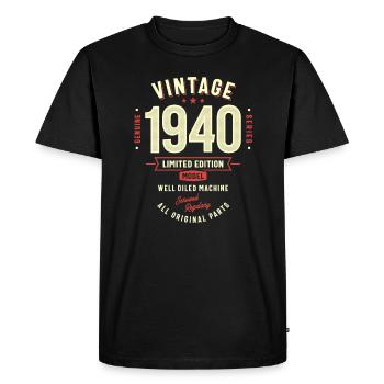 Vintage 1940 Well-Oiled 83rd birthday - Men's Premium Organic T-Shirt - black - Front - Nico (187cm)