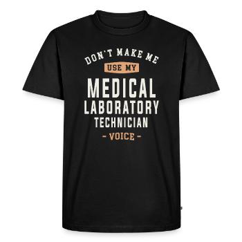 Lab Tech Voice - Analytical Authority - Men's Premium Organic T-Shirt - black - Front - Nico (187cm)