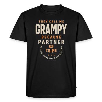 Grampy: Der schelmische Kumpel - Männer Premium Bio T-Shirt - Schwarz - Vorne - Nico (187cm)