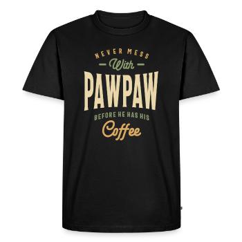 Caffeine Power - Pawpaw's Morning Rule - Men's Premium Organic T-Shirt - black - Front - Nico (187cm)