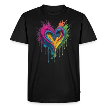 Cœur de peinture liquide - T-shirt Premium bio Homme - noir - Devant - Nico (187cm)