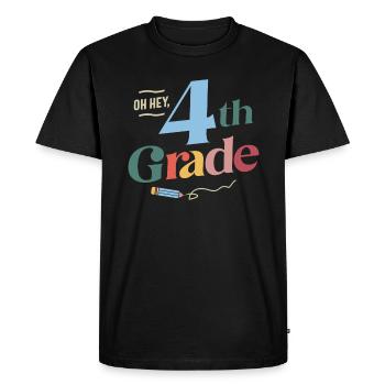 Oh Hey 4th Fourth Grade, Back To School Teacher - Men's Premium Organic T-Shirt - black - Front - Nico (187cm)