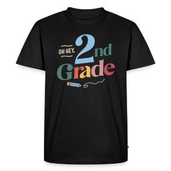 Oh Hey 2nd Second Grade, Back To School Teacher - Men's Premium Organic T-Shirt - black - Front - Nico (187cm)