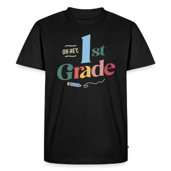 Oh Hey 1st First Grade, Back To School Teacher - Men's Premium Organic T-Shirt - black - Front - Nico (187cm)
