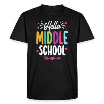 Hello Middle School Back To School Teacher Student - Men's Premium Organic T-Shirt - black - Front - Nico (187cm)