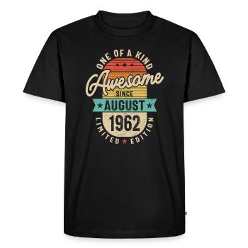Awesome Since August 1962 - 61st Birthday - Men's Premium Organic T-Shirt - black - Front - Nico (187cm)