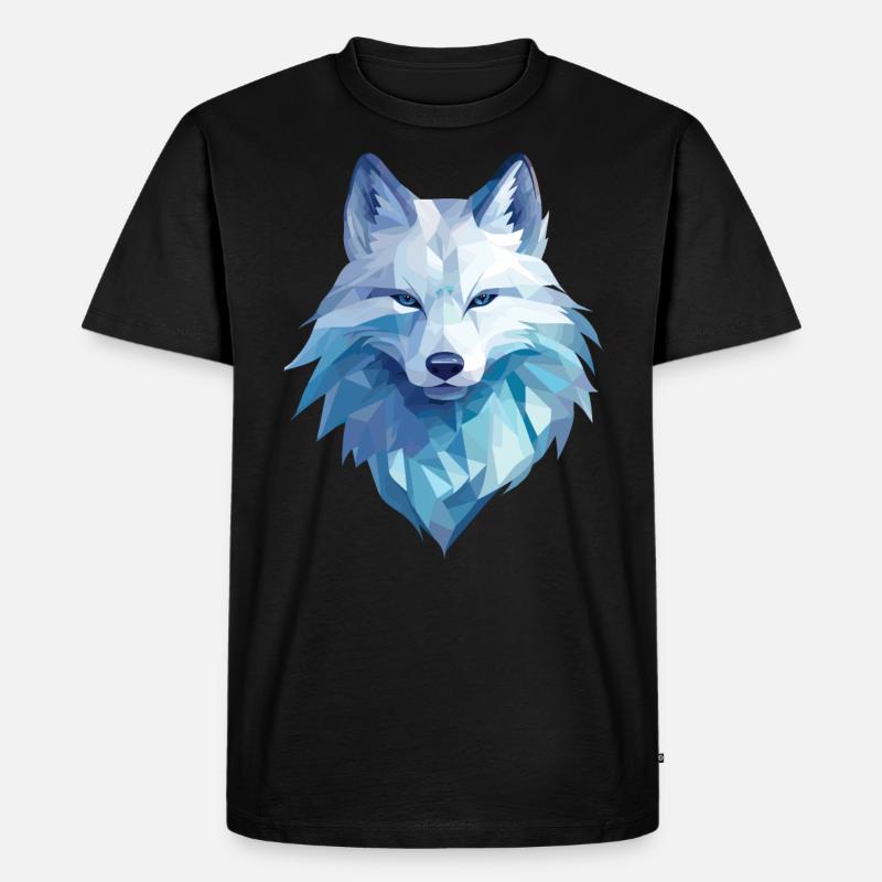Polarfuchs im Polygon Stil - Männer Premium Bio T-Shirt - Schwarz