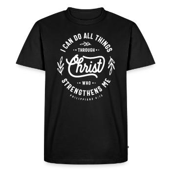 Philippians 4:13 Christian Quote - Men's Premium Organic T-Shirt - black - Front - Nico (187cm)