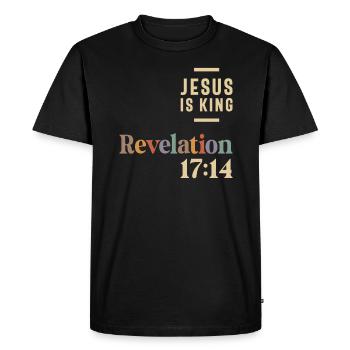La foi élevée - Jésus est roi - Apocalypse 17:14 - T-shirt Premium bio Homme - noir - Devant - Nico (187cm)