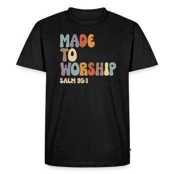 Appel spirituel - Fait pour adorer le Psaume 95:1 - T-shirt Premium bio Homme - noir - Devant - Nico (187cm)