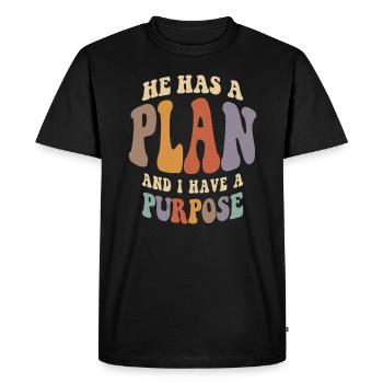But divin - Il a un plan, j’ai un but - T-shirt Premium bio Homme - noir - Devant - Nico (187cm)