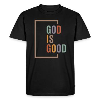 Spiritual Affirmation - God is Good Christian - Men's Premium Organic T-Shirt - black - Front - Nico (187cm)