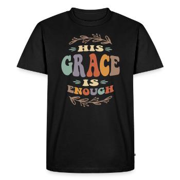 Spiritual Sustenance - His Grace is Enough - Men's Premium Organic T-Shirt - black - Front - Nico (187cm)