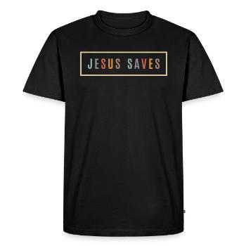 Message du Sauveur - Jésus sauve une source d’inspiration - T-shirt Premium bio Homme - noir - Devant - Nico (187cm)