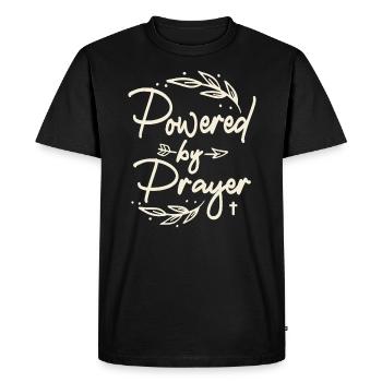 Alimenté par la prière citation chrétienne - T-shirt Premium bio Homme - noir - Devant - Nico (187cm)