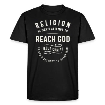 Religion de la connexion divine contre Jésus-Christ - T-shirt Premium bio Homme - noir - Devant - Nico (187cm)