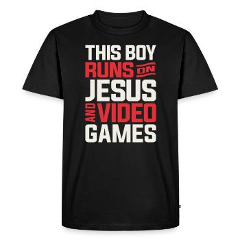 Foi et Plaisir - Ce Garçon Fonctionne Sur Jésus Et Vidéo Gam - T-shirt Premium bio Homme - noir - Devant - Nico (187cm)