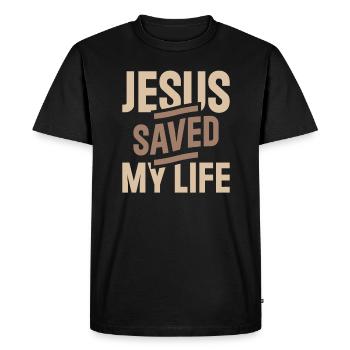 Jésus m’a sauvé la vie citation chrétienne inspirante - T-shirt Premium bio Homme - noir - Devant - Nico (187cm)