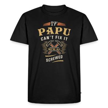 If Papu Cant Fix It Funny Handyman Grandpa - Men's Premium Organic T-Shirt - black - Front - Nico (187cm)