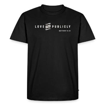 Aimez Dieu publiquement Matthieu 10:33 Citation chrétienne - T-shirt Premium bio Homme - noir - Devant - Nico (187cm)