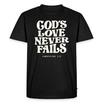 L’amour de Dieu perdure - Lamentations 3 :22 Chrétien - T-shirt Premium bio Homme - noir - Devant - Nico (187cm)