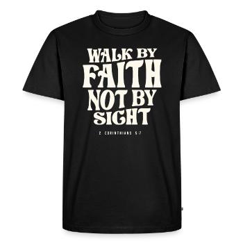 2 Corinthiens 5 :7 Marchez par la foi - Citation chrétienne - T-shirt Premium bio Homme - noir - Devant - Nico (187cm)