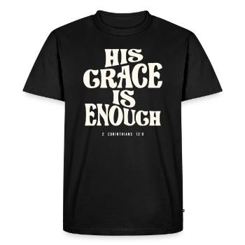 2 Corinthians 12:9 His Grace is Enough - Christian - Men's Premium Organic T-Shirt - black - Front - Nico (187cm)