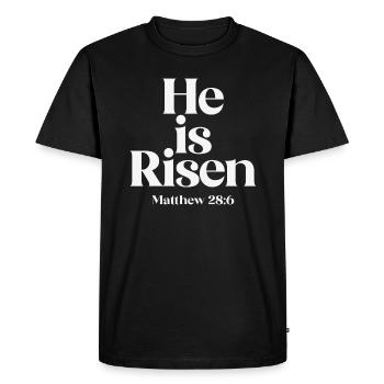 Il est ressuscité Matthieu 28 :6 Citation chrétienne - T-shirt Premium bio Homme - noir - Devant - Nico (187cm)