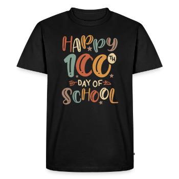 Retro 100 Days Happy 100th Day Of School - Men's Premium Organic T-Shirt - black - Front - Nico (187cm)
