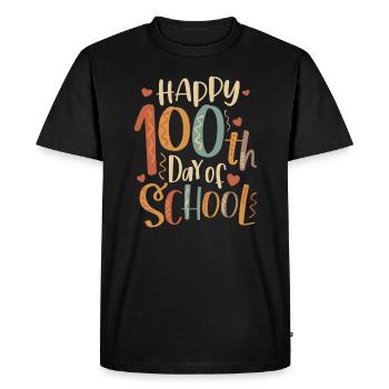 100th Day of School Teachers Kids Happy 100 Days - Men's Premium Organic T-Shirt - black - Front - Nico (187cm)