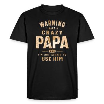 Attention, j’ai un papa fou - drôle de grand-père - T-shirt Premium bio Homme - noir - Devant - Nico (187cm)