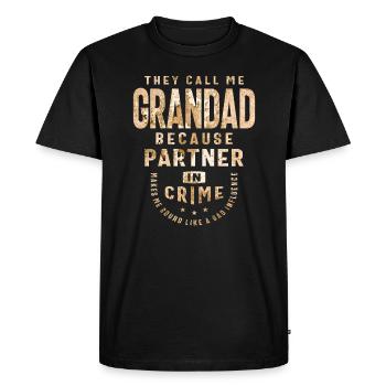Grand-père parce que partenaire dans le crime - Drôle de grand-père - T-shirt Premium bio Homme - noir - Devant - Nico (187cm)