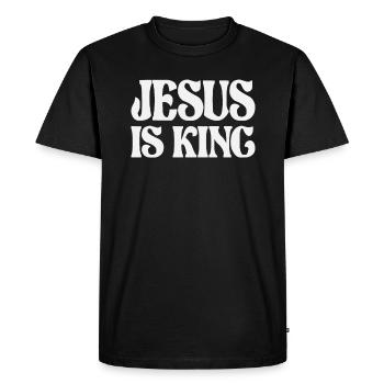 Jesus is King Christian Quote - Men's Premium Organic T-Shirt - black - Front - Nico (187cm)