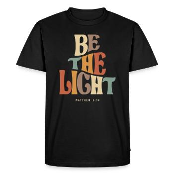 Soyez la lumière Matthieu 5 :14 citation chrétienne - T-shirt Premium bio Homme - noir - Devant - Nico (187cm)