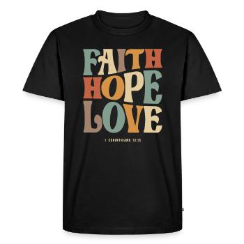 Foi Espérance Amour 1 Corinthiens 13 :13 Chrétien - T-shirt Premium bio Homme - noir - Devant - Nico (187cm)
