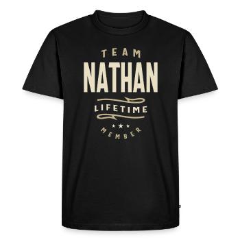 Membre à vie de l’équipe Nathan Nom personnalisé Nathan - T-shirt Premium bio Homme - noir - Devant - Nico (187cm)